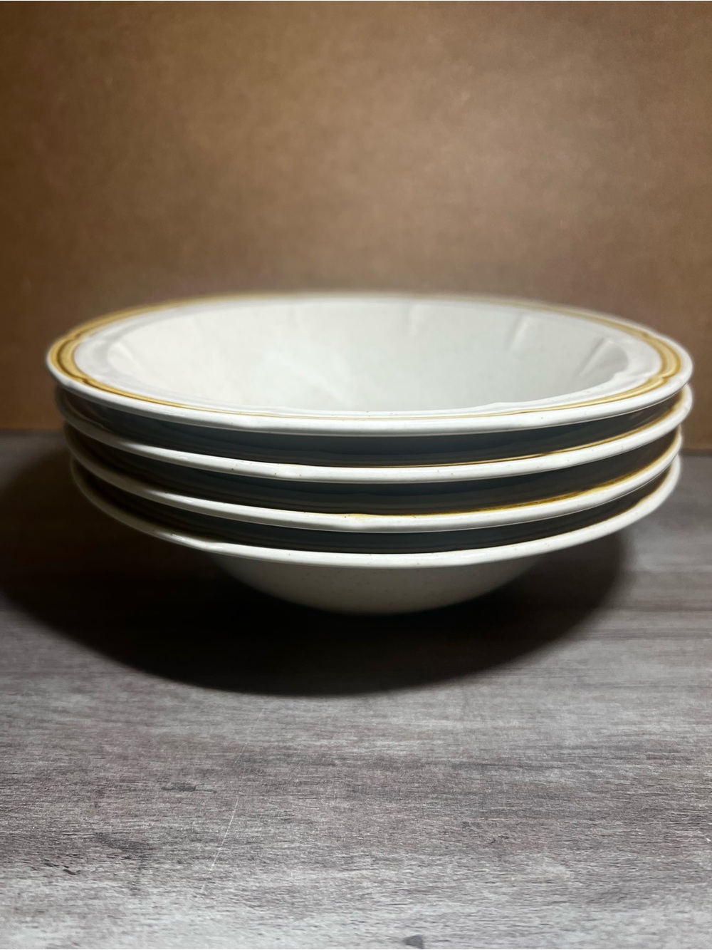 Vintage Ceramic Bowls with Gold Trim - Set of 4